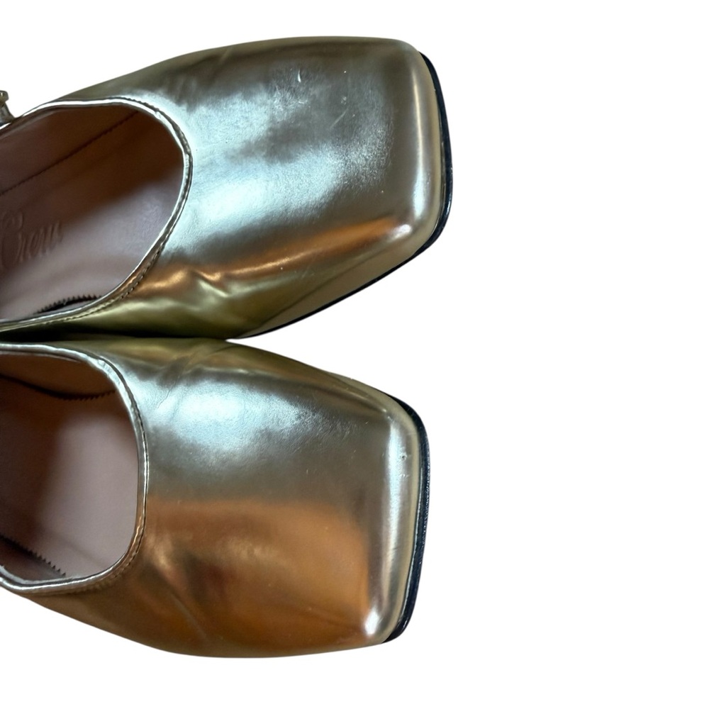 J.Crew Metallic Gold Leather Mary Jane Flats Women 7 Square Toe Ballet Shoes - Picture 6 of 14